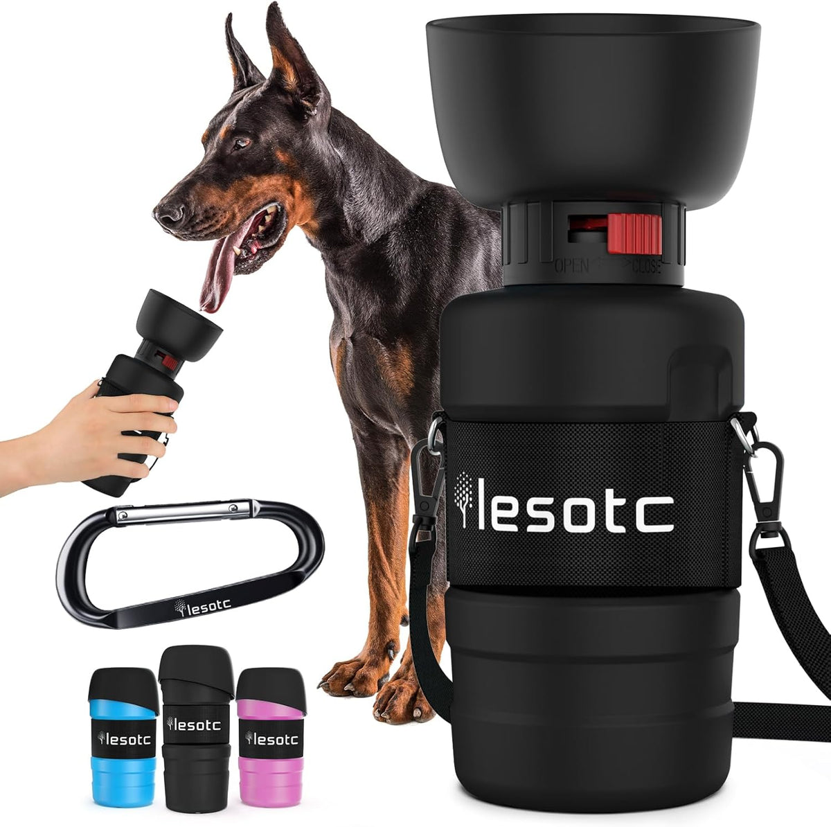 Dog Water Bottle, Portable Water Dispenser with Water Bowl