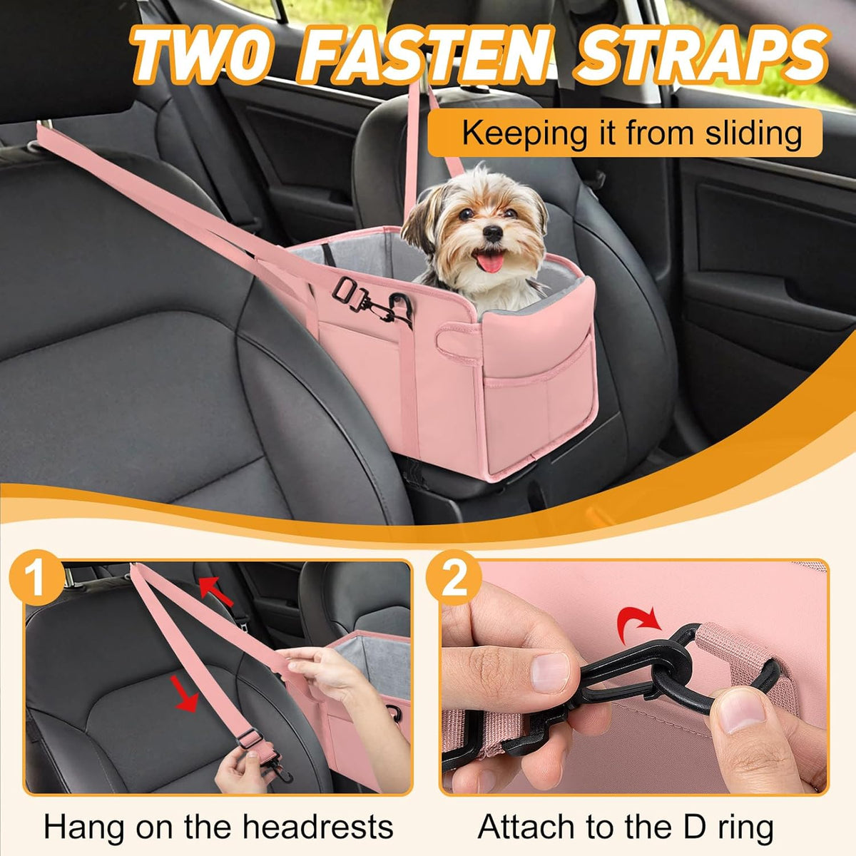 Portable Dog Car Seat for Small Dogs - Adjustable Safety