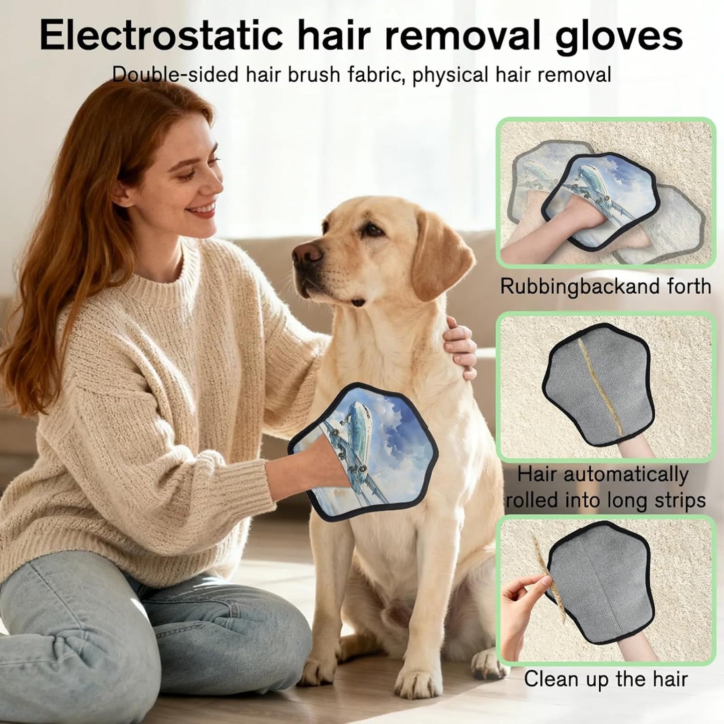 Pet Hair Removal Glove for Dogs Cats Reusable Washable Set