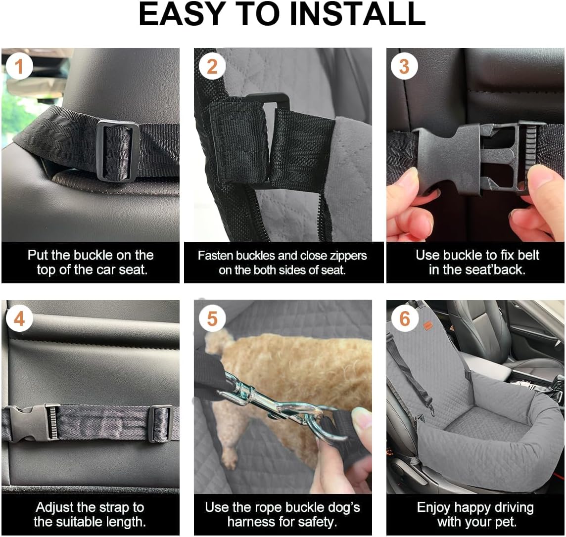 Dog Car Seat for Small Medium Dogs Up to 40lbs, Detachable