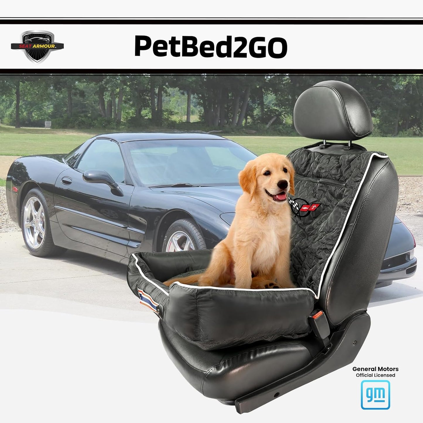 PetBed2GO, Corvette C5, Black Pet Bed Cushion & Car Seat