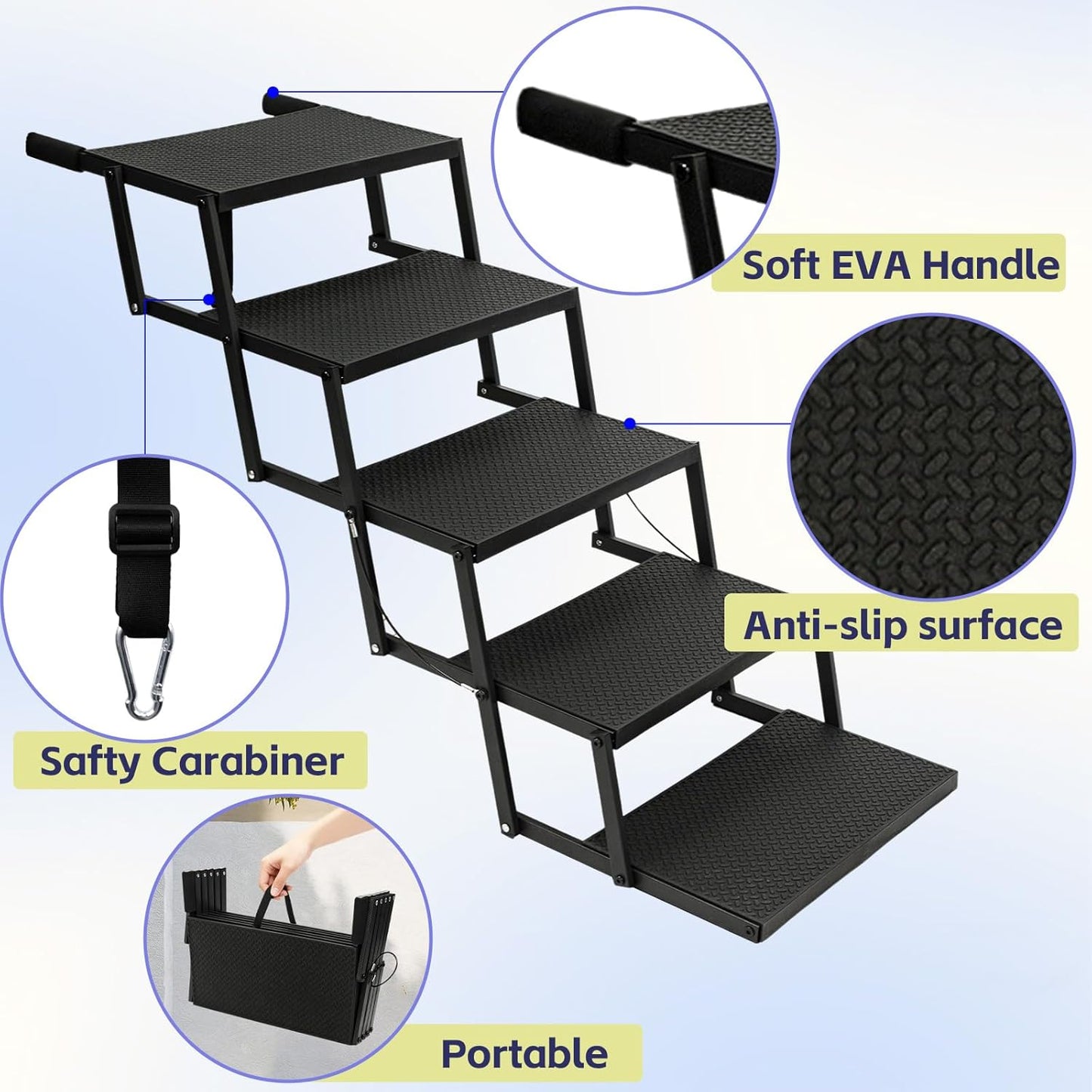 Dog Steps for Car,Truck,25.6" H Foldable Dog Stairs for