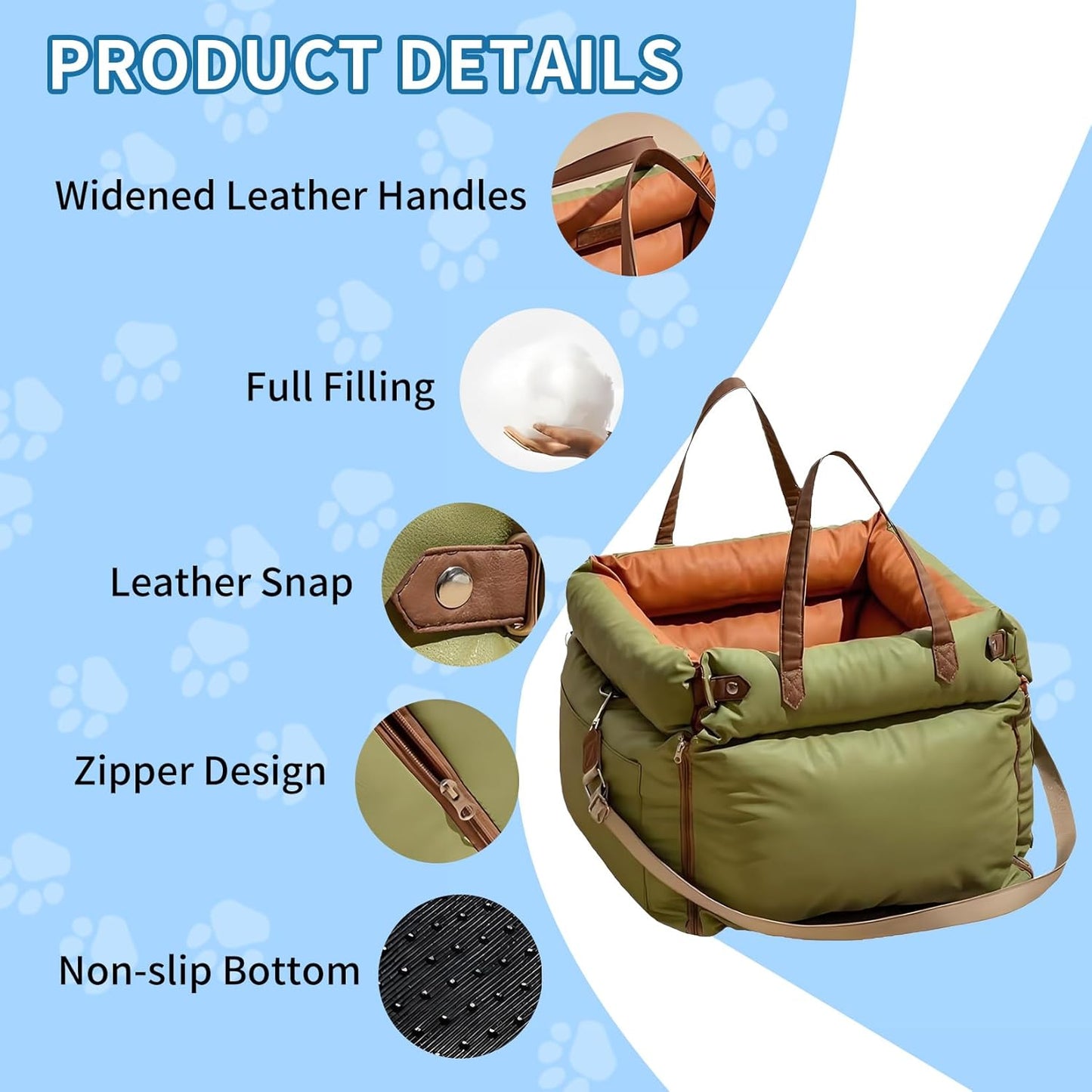 Waterproof Dog Booster Car Seat Bed – PU Leather Portable