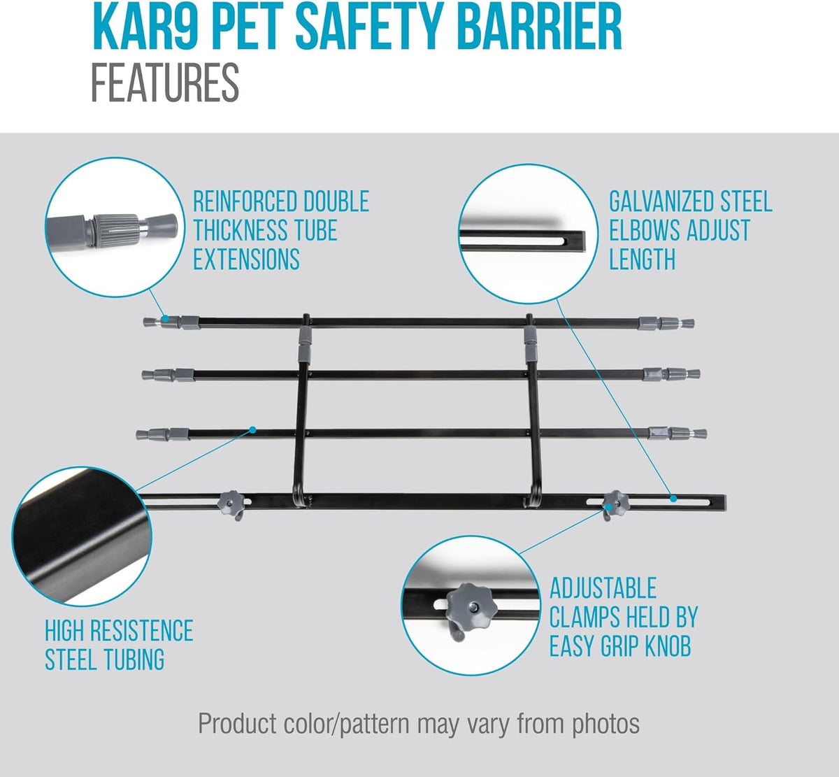 Sherpa Kar9 Guard Rail Universal Car Travel Barrier - Black, One Size