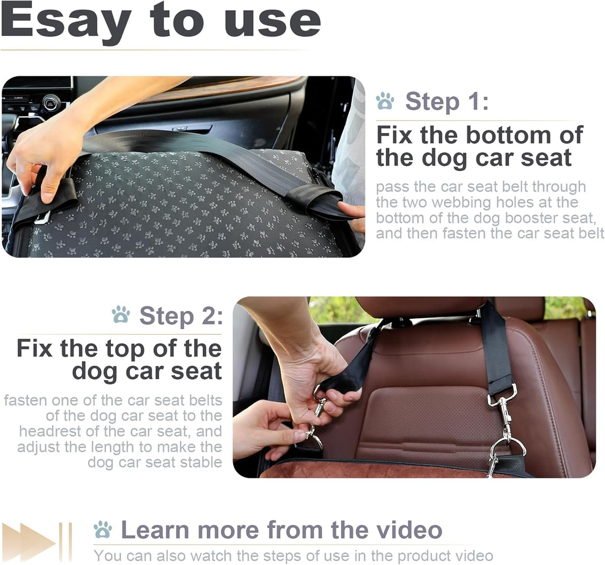 Dog Booster Car Seat,Interior Height 6 Inches Pet Car