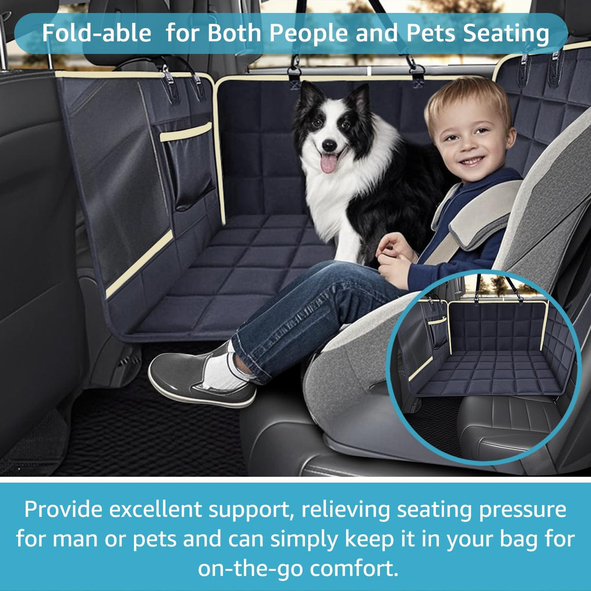 Truck Back Seat Extender for Dogs with Mesh Window