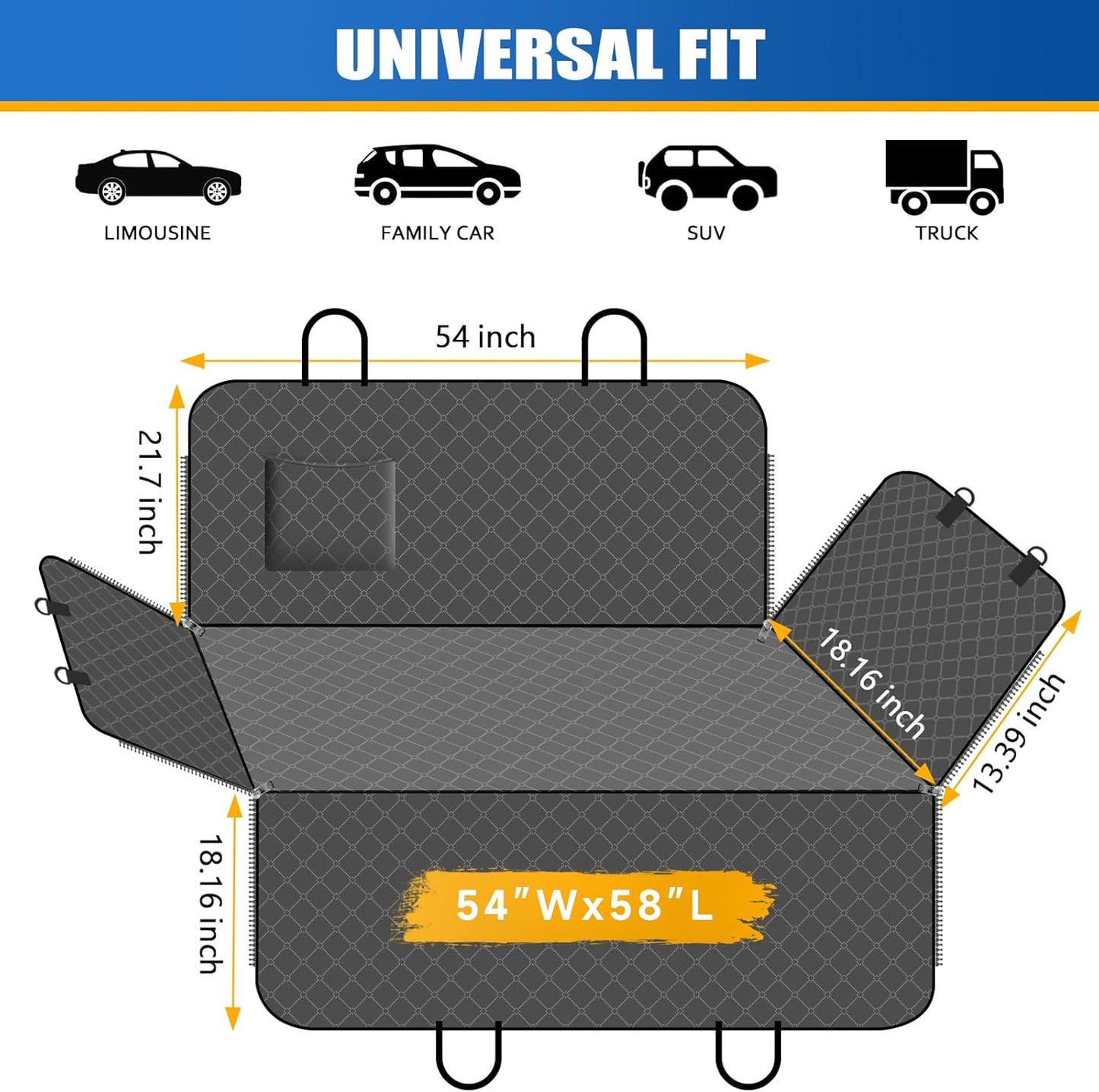 Dog Car Seat Cover for Back Seat with Storage Pocket Dog