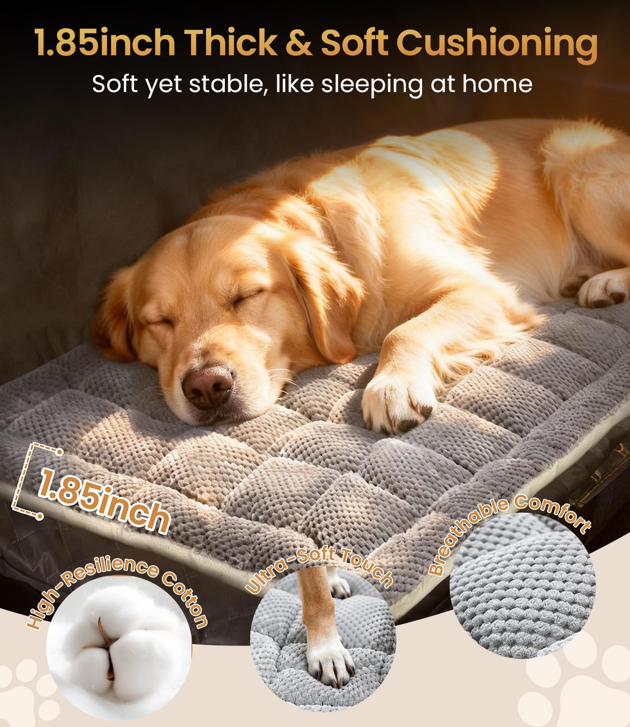 Thick Supportive Dog Car Bed for Car Backseat, Soft