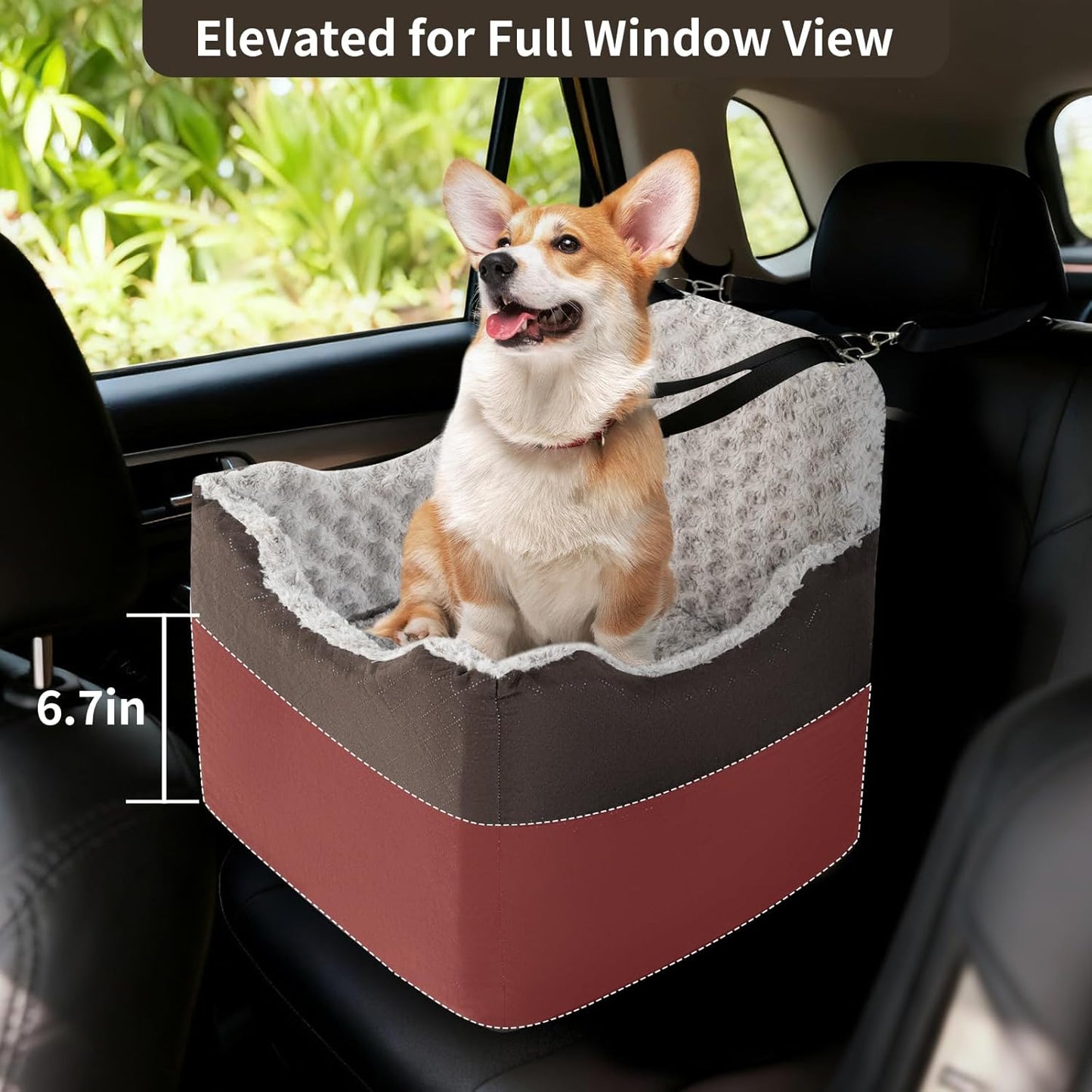 Dog Car Seat for Small Medium Dogs - 6.7inch Elevated Dog