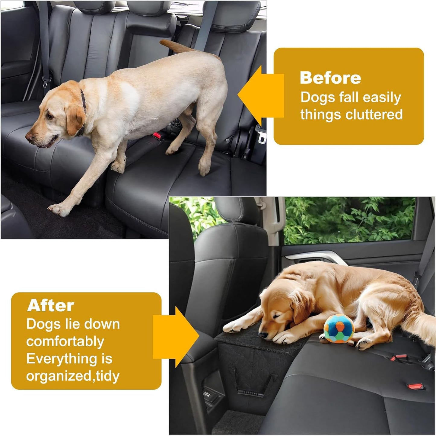 Car Seat Extender for Large Dogs, Front & Back Seat