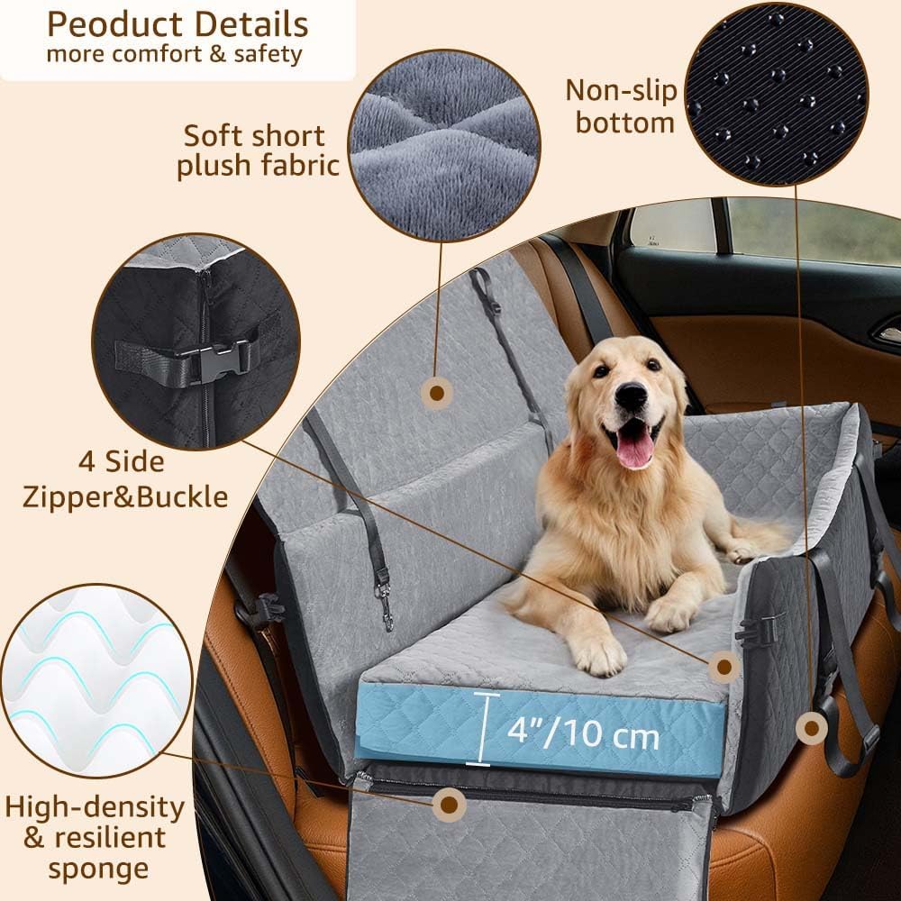 Dog Car Seat for Medium/Large Dogs up to 120lbs, Pet