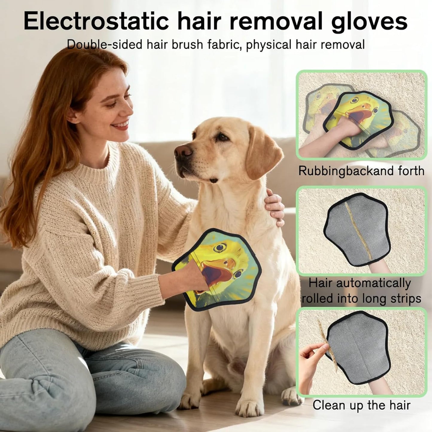 Pet Hair Removal Glove for Dogs Cats Reusable Washable Set