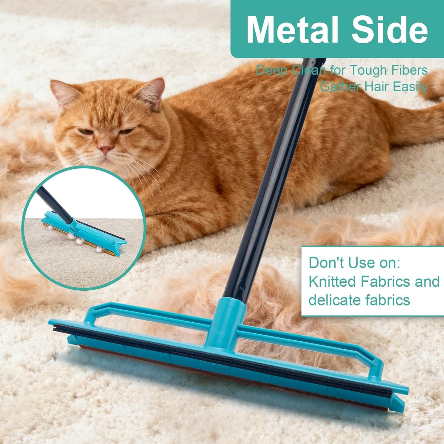 Carpet Rake for Pet Hair Removal Tool, Reusable Pet Hair