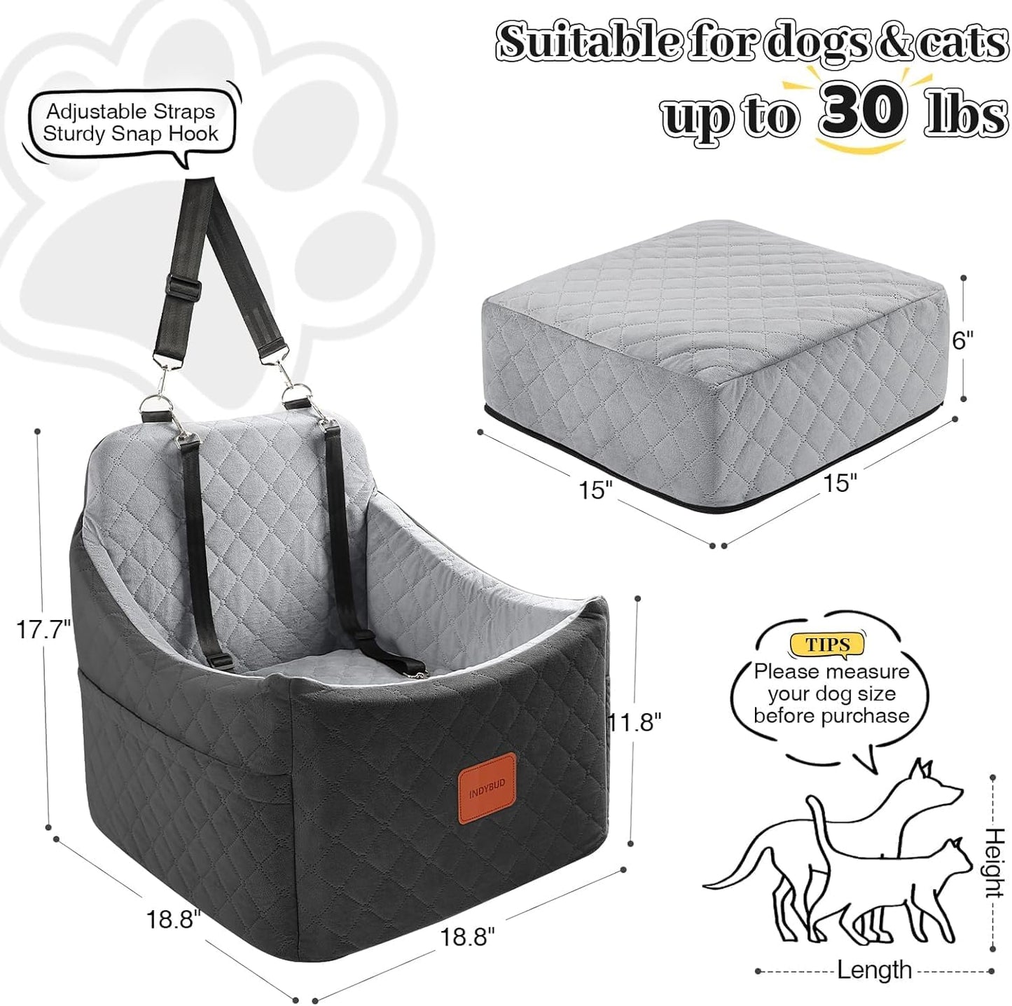 Dog Car Seat for Small Medium Dogs,Detachable Washable Dog