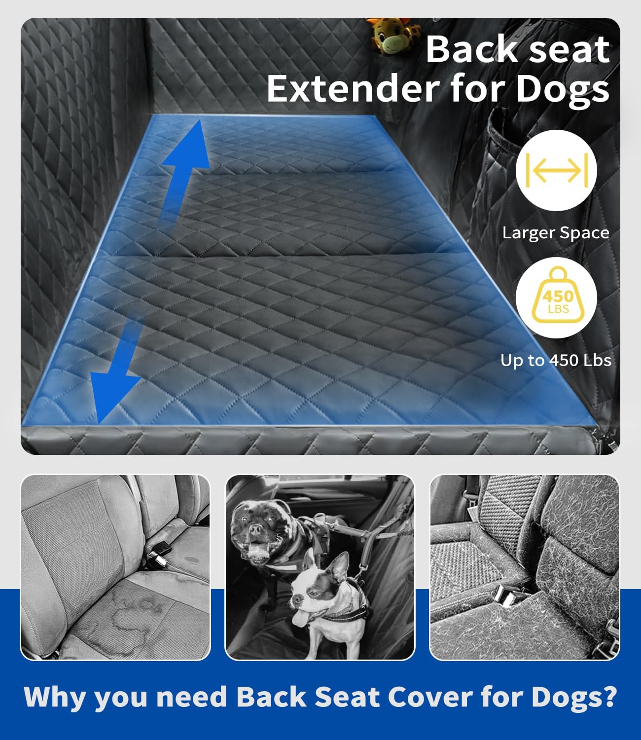 Dog Car Seat Cover Back Seat Extender for Dog Car Hammock
