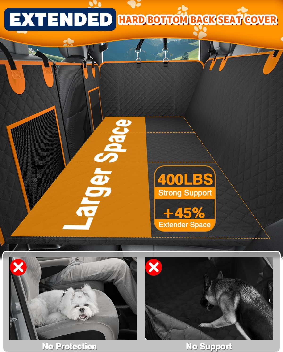 Back Seat Extender for Dogs, Dog Car Seat Cover for Back