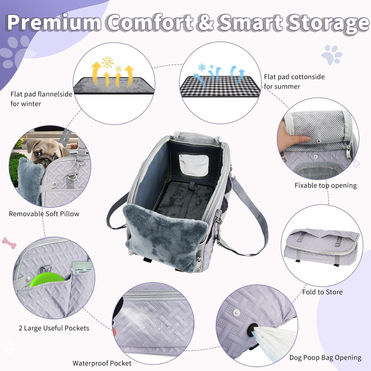 Center Console Dog Car Seat, Portable Dog Car Seat with