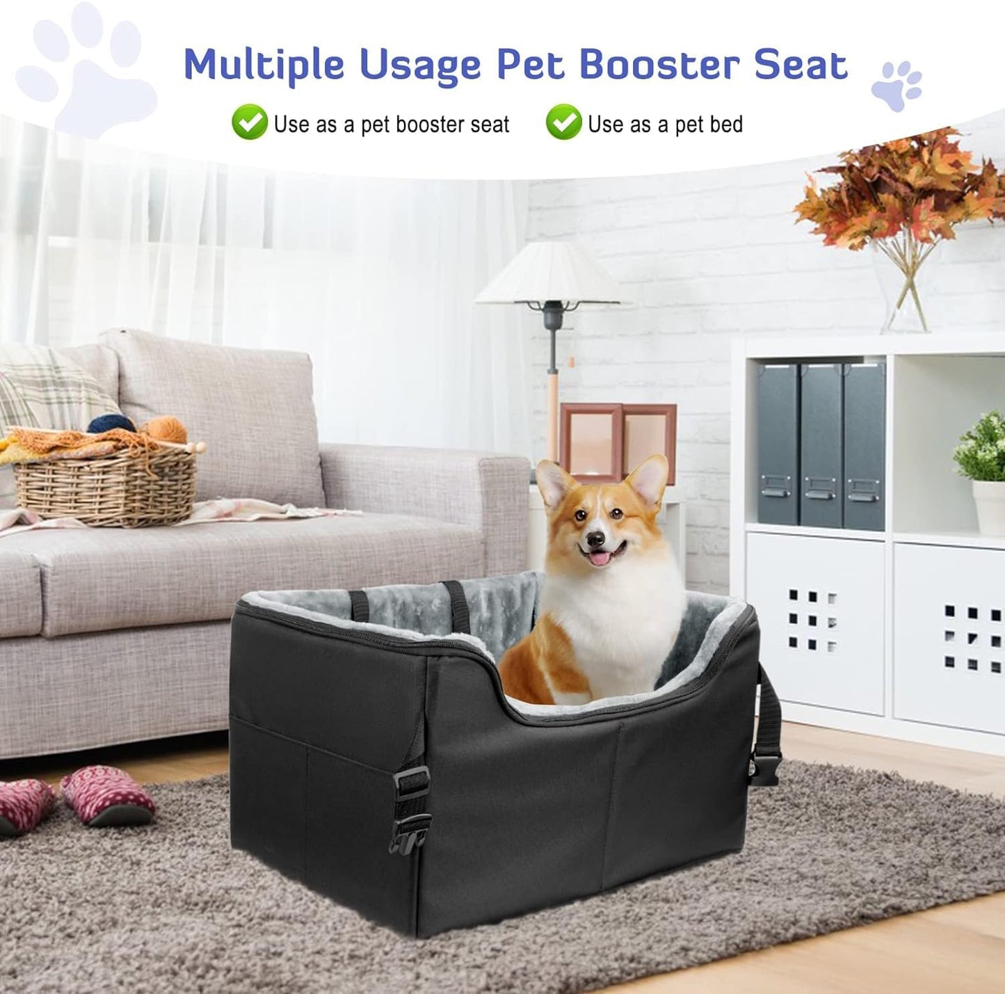 Dog Booster Car Seat for Small Medium Dogs, Elevated Pet