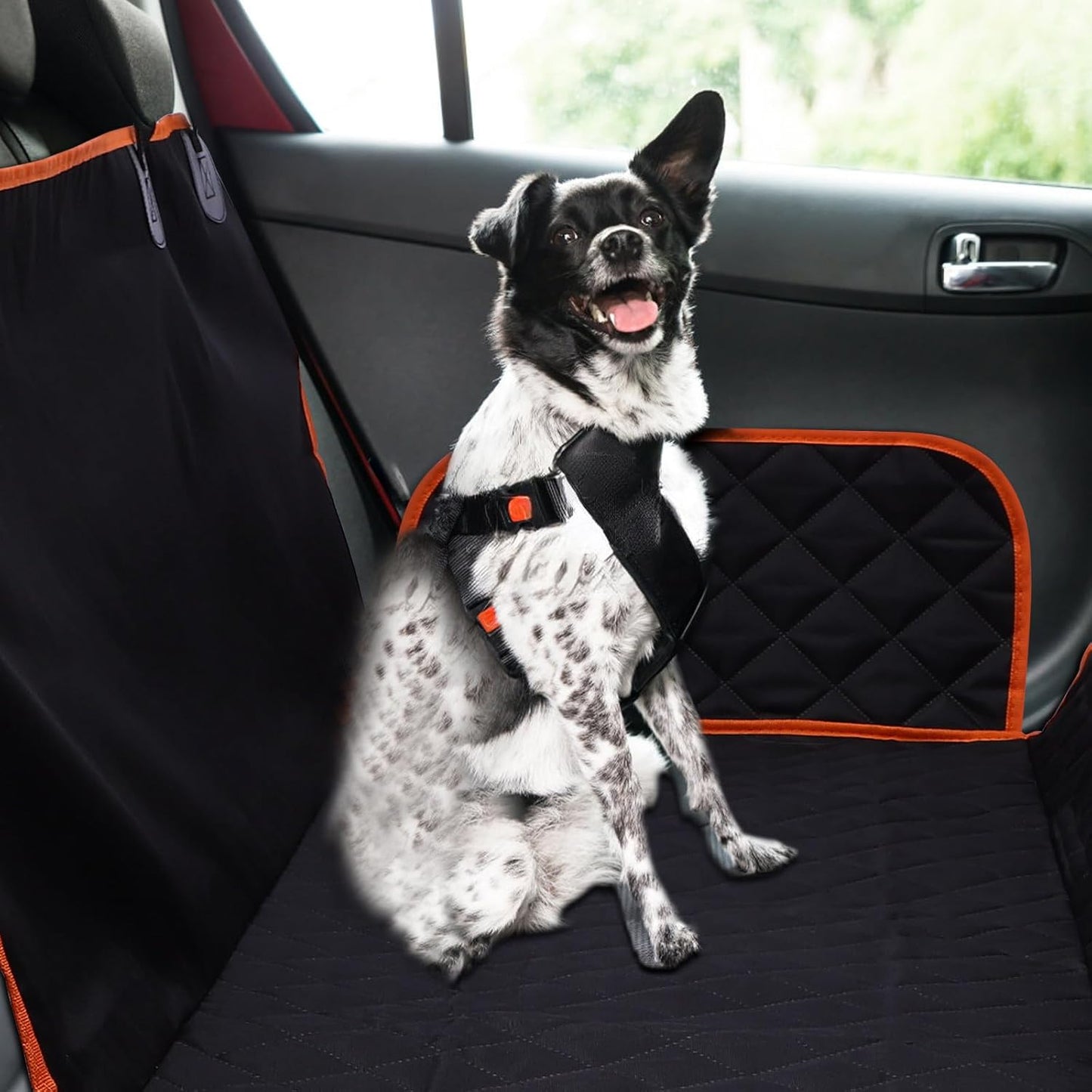 Waterproof Pet Car Seat Cover Hammock with Orange Trim