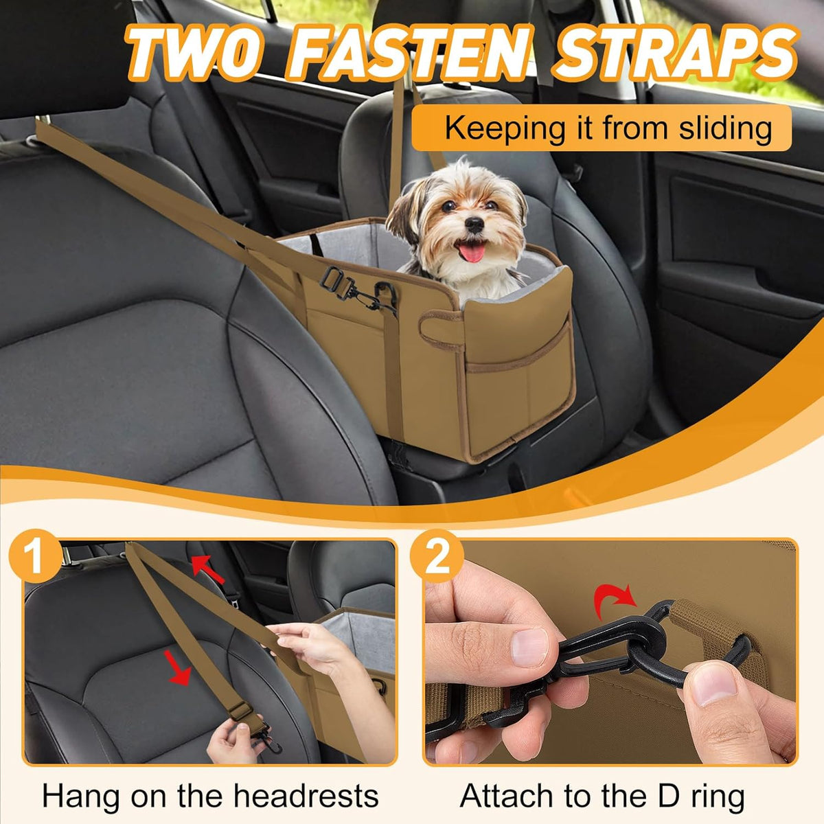 Portable Dog Car Seat for Small Dogs - Adjustable Safety