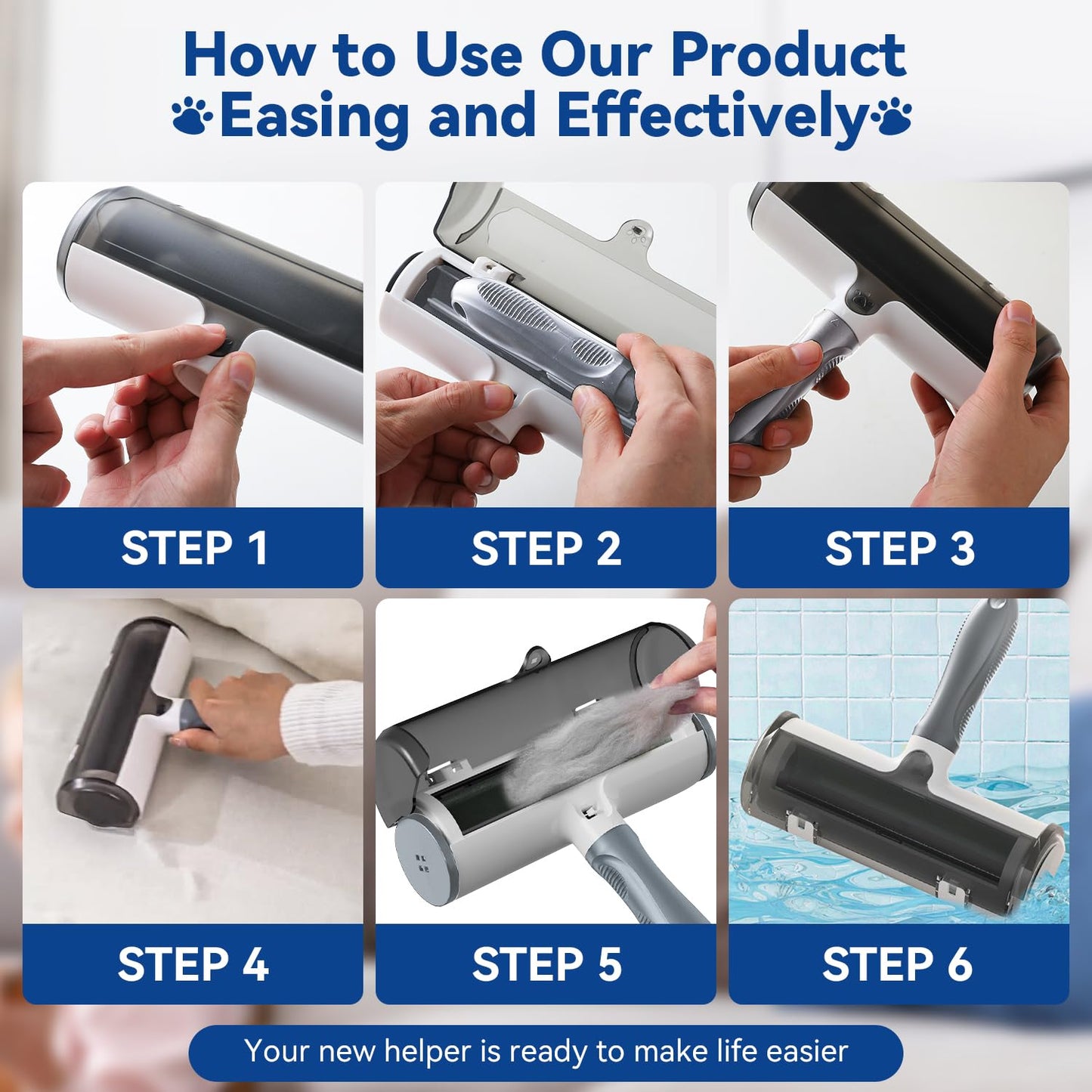 Pet Hair Remover Roller Reusable Lint Roller for Dog and