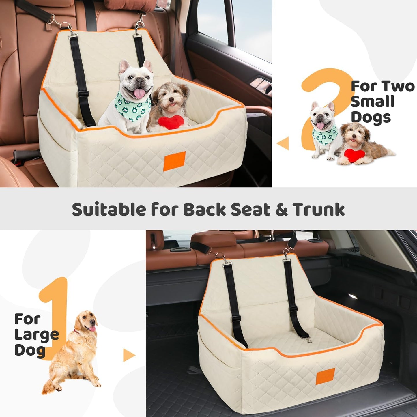 Dog Car Seat for Large/Medium Dog, Booster Seat Under 55Lbs