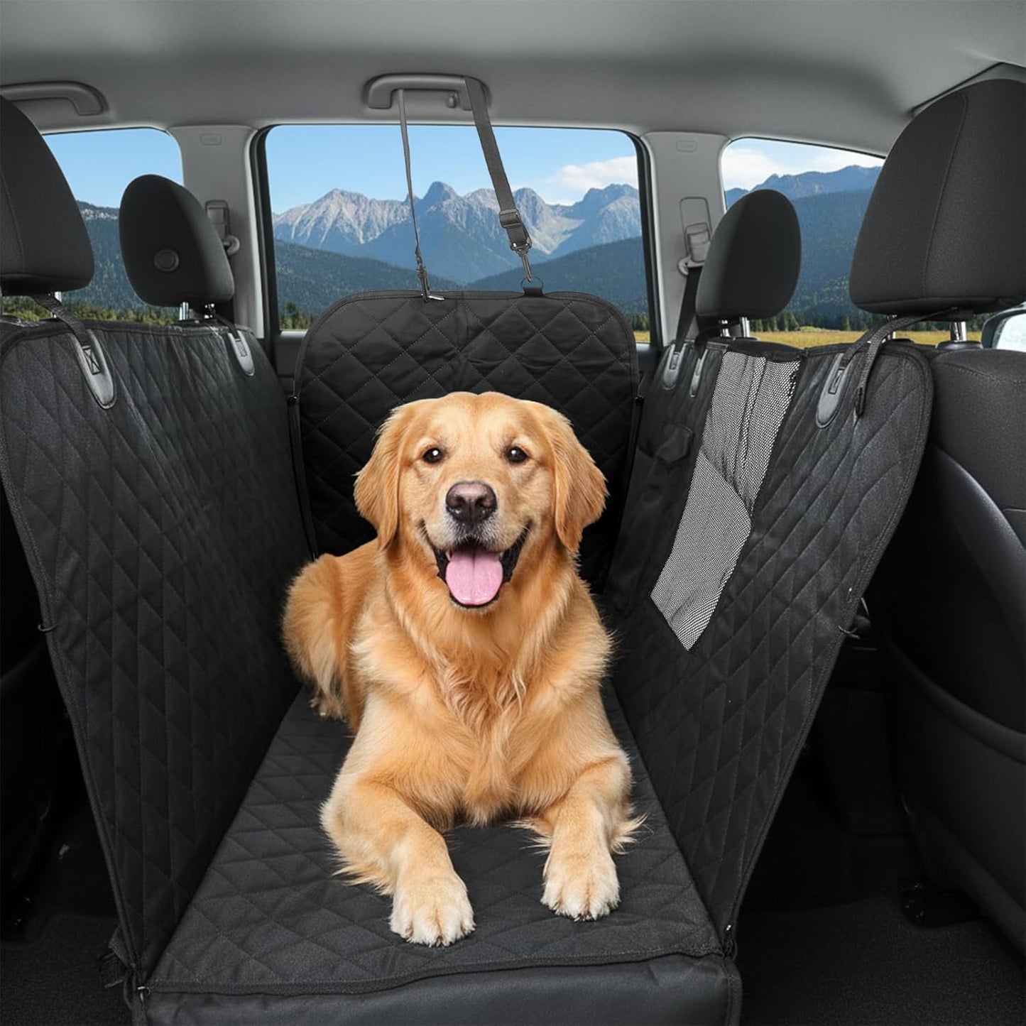 Dog Car Seat Cover for Back Seat with Mesh Window
