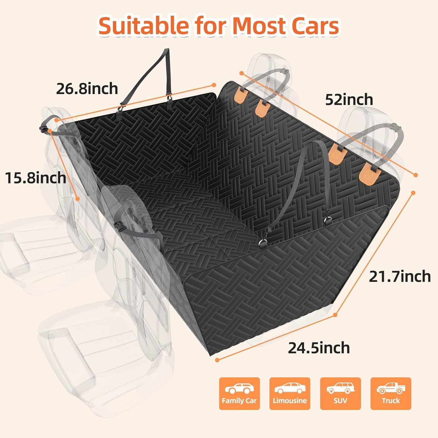 Back Seat Extender for Dogs,Hard Bottom Car Seat Cover for