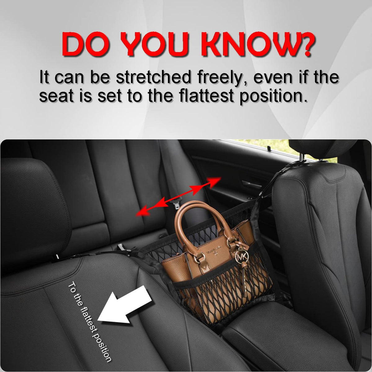 Car Accessories, Organizer Storage Between Front Seats, Purse Handbag Holder of 3 Layers Mesh Net Pocket Bag, Backseat Dog Pet Barrier, Patented