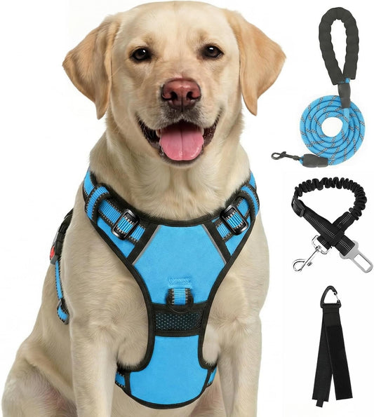 Plaid Dog Harness for Small Dogs, Reflective No Pull