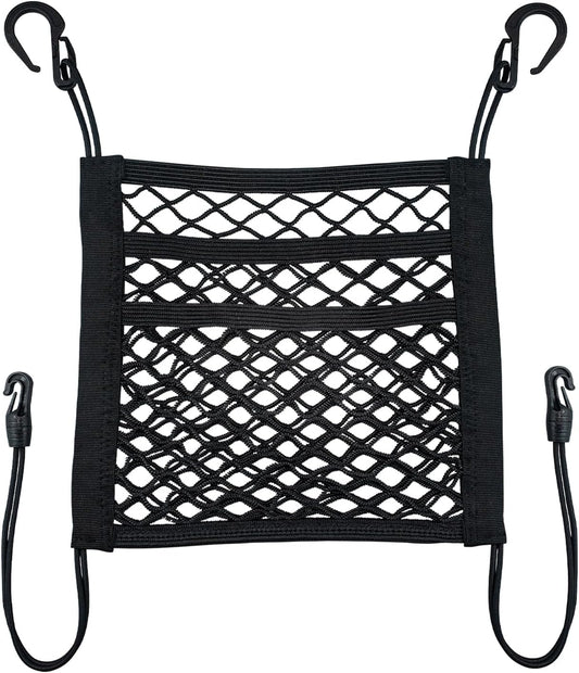 3-Layer Car Mesh Organizer Storage Between Front Seats Kid Dog Pet Net Barrier Car Net Pocket Elastic Tissue Purse Holder Netting for SUV, Van