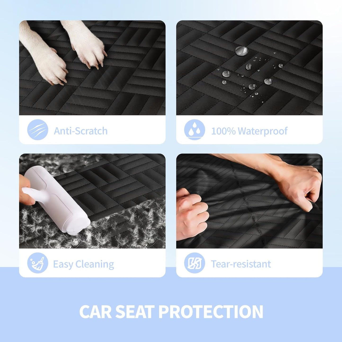 Dog Car Seat Cover for Back Seat, Hard Bottom Back Seat