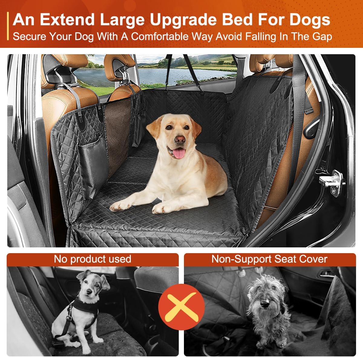 Dog Car Seat Cover, Dog Hammock for Car Backseat, Non