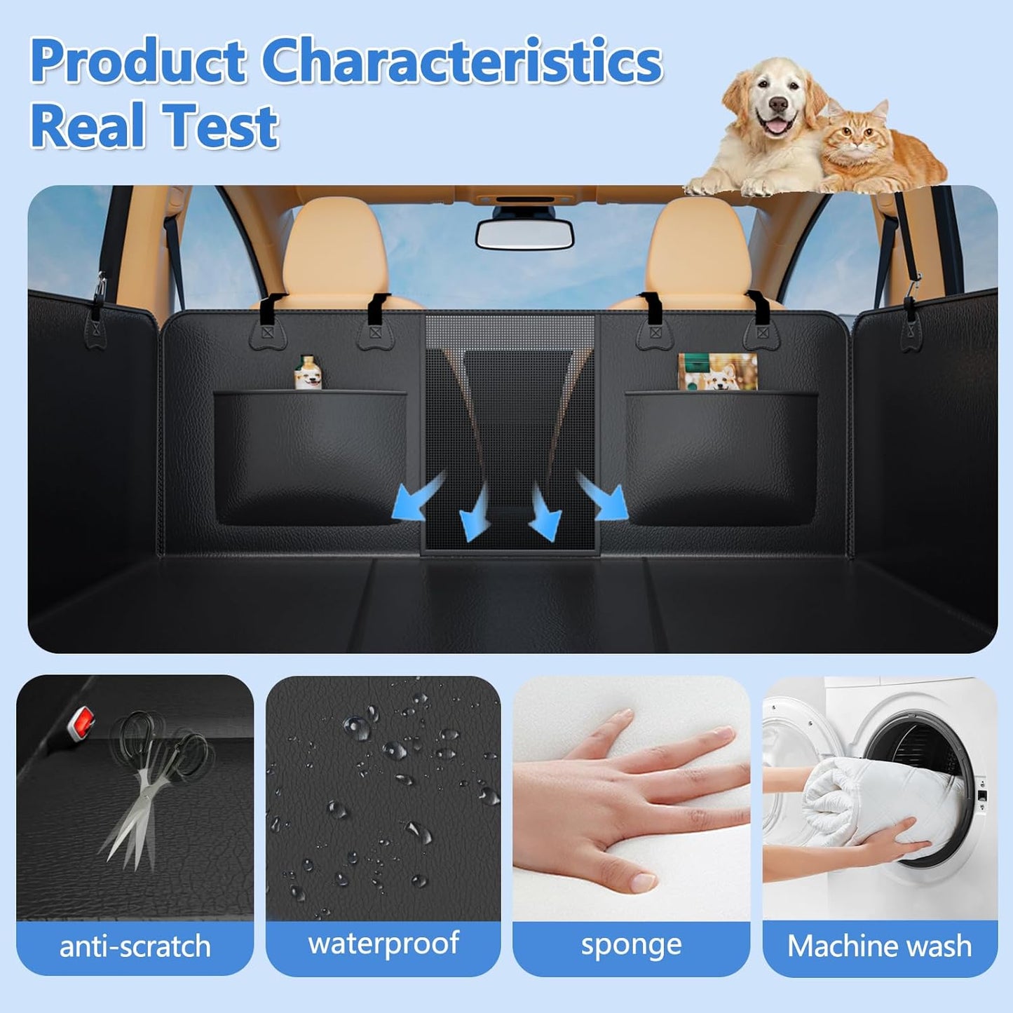 Hard Bottom Dog Car Seat Cover for Back Seat – Waterproof