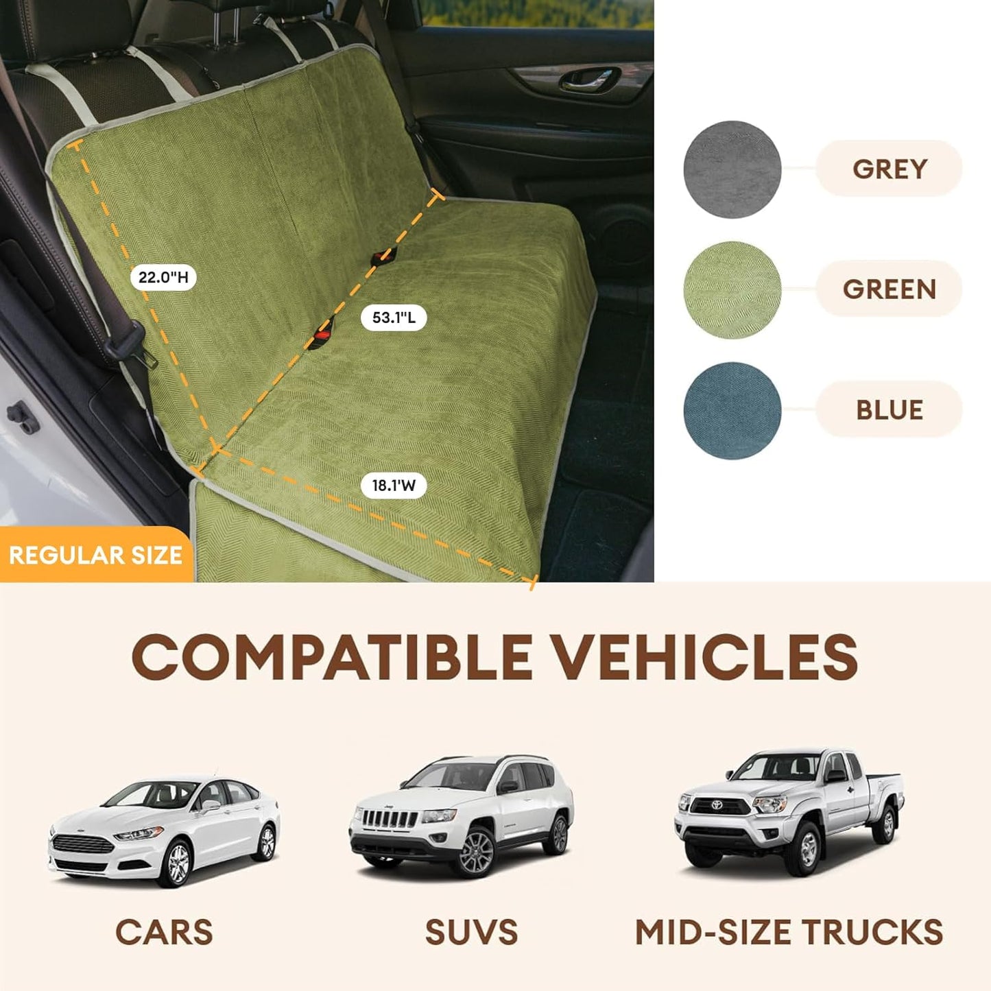 Dog Car Seat Cover for Back Seat, Waterproof, Scratchproof