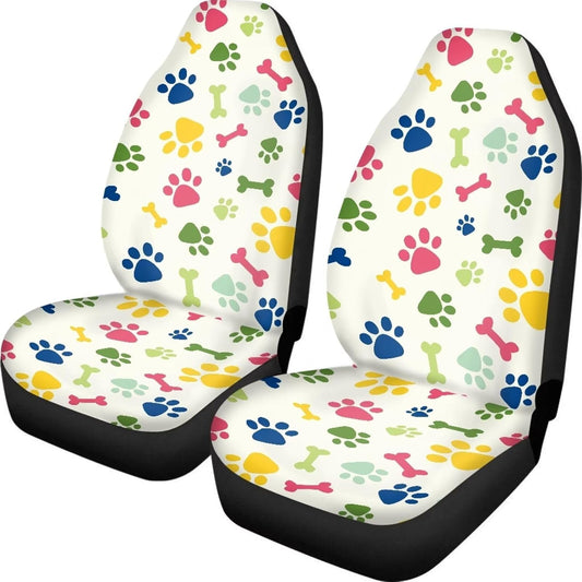 Colorful Dog Paws Print Car Seat Covers Cute Car
