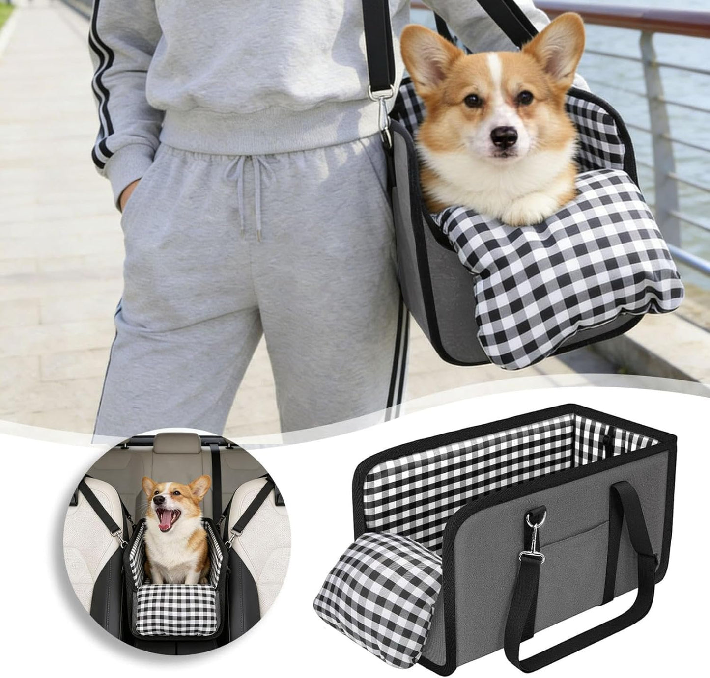 Sturdy Console Dog Car Seat, Portable Dogs Armrest Booster