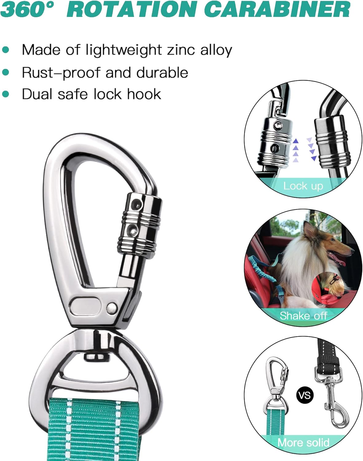 Dog Seat Belt for Car,Updated 3-in-1 Adjustable Reflective