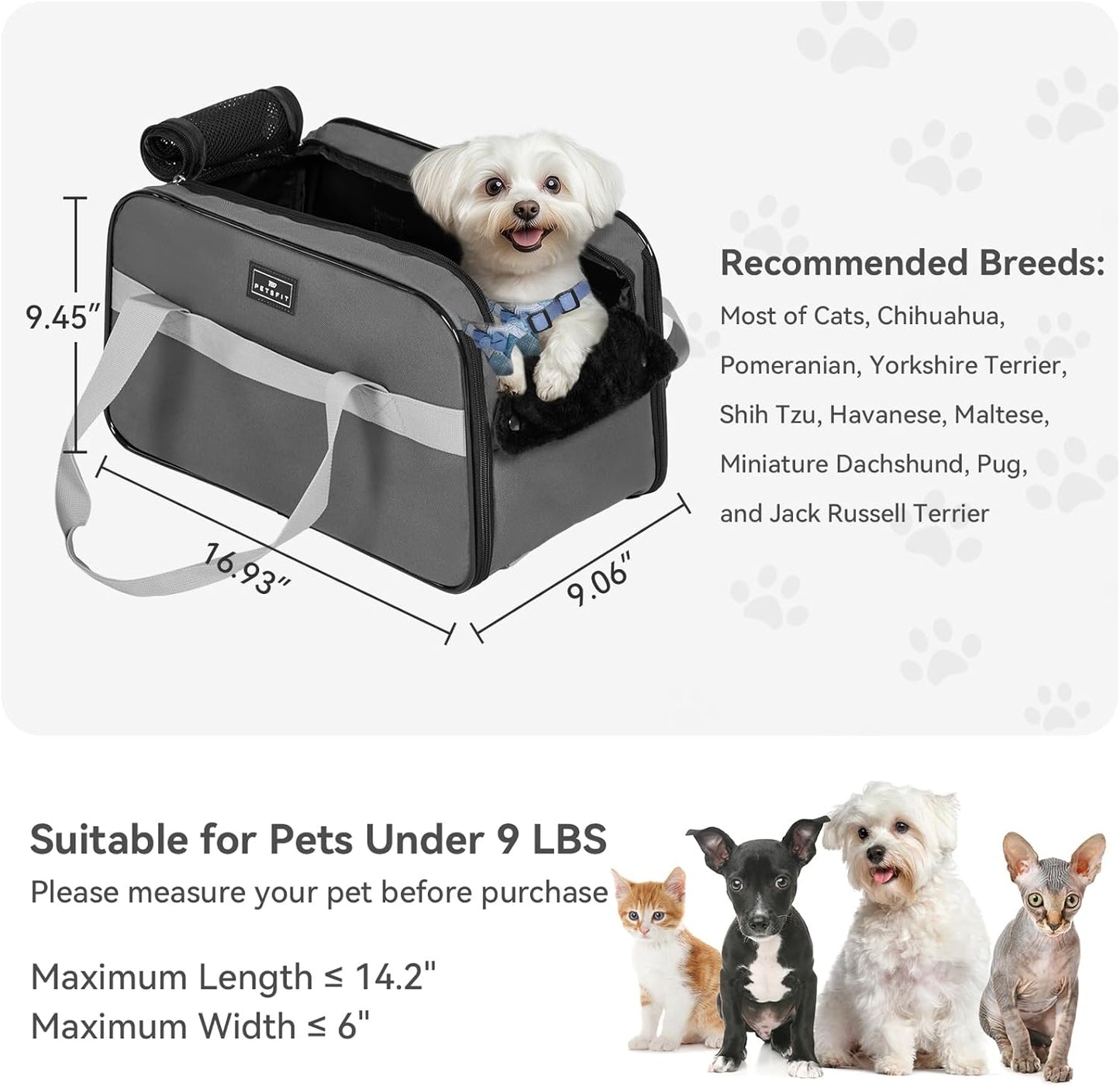 Multipurpose Center Console Dog Car Seat, Airline Approved