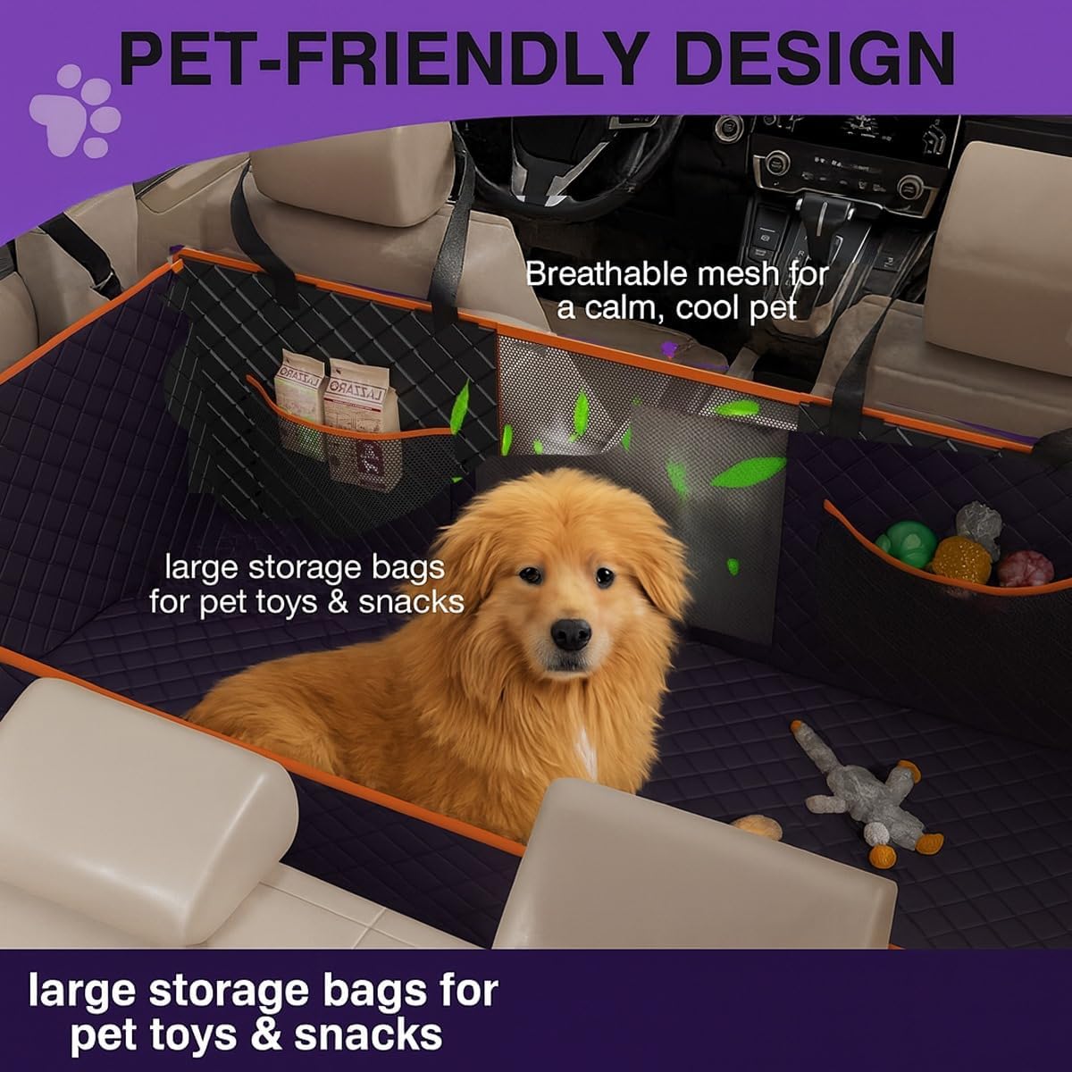 Dog Car Seat Cover with Mesh Window | Waterproof Nonslip