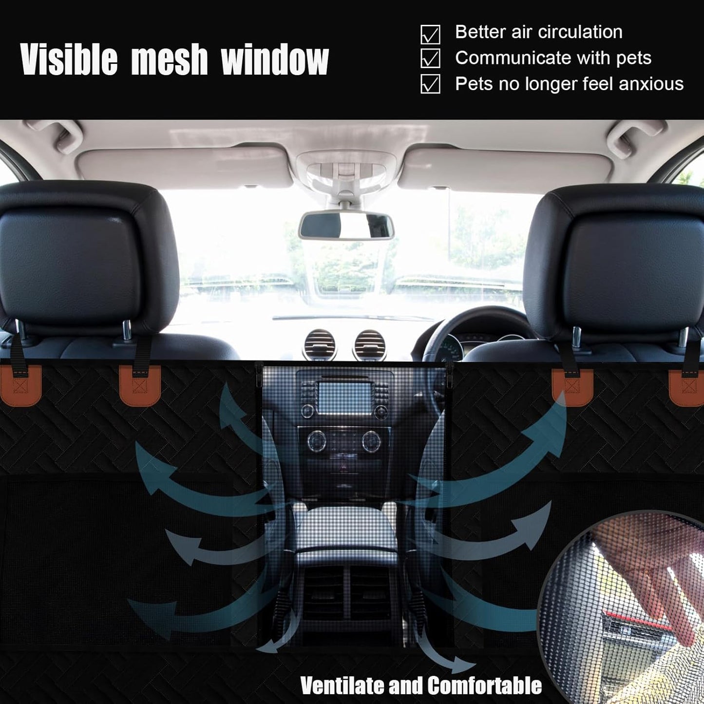 AULDEY Back Seat Extender for Dogs, Dog Car Seat Cover with