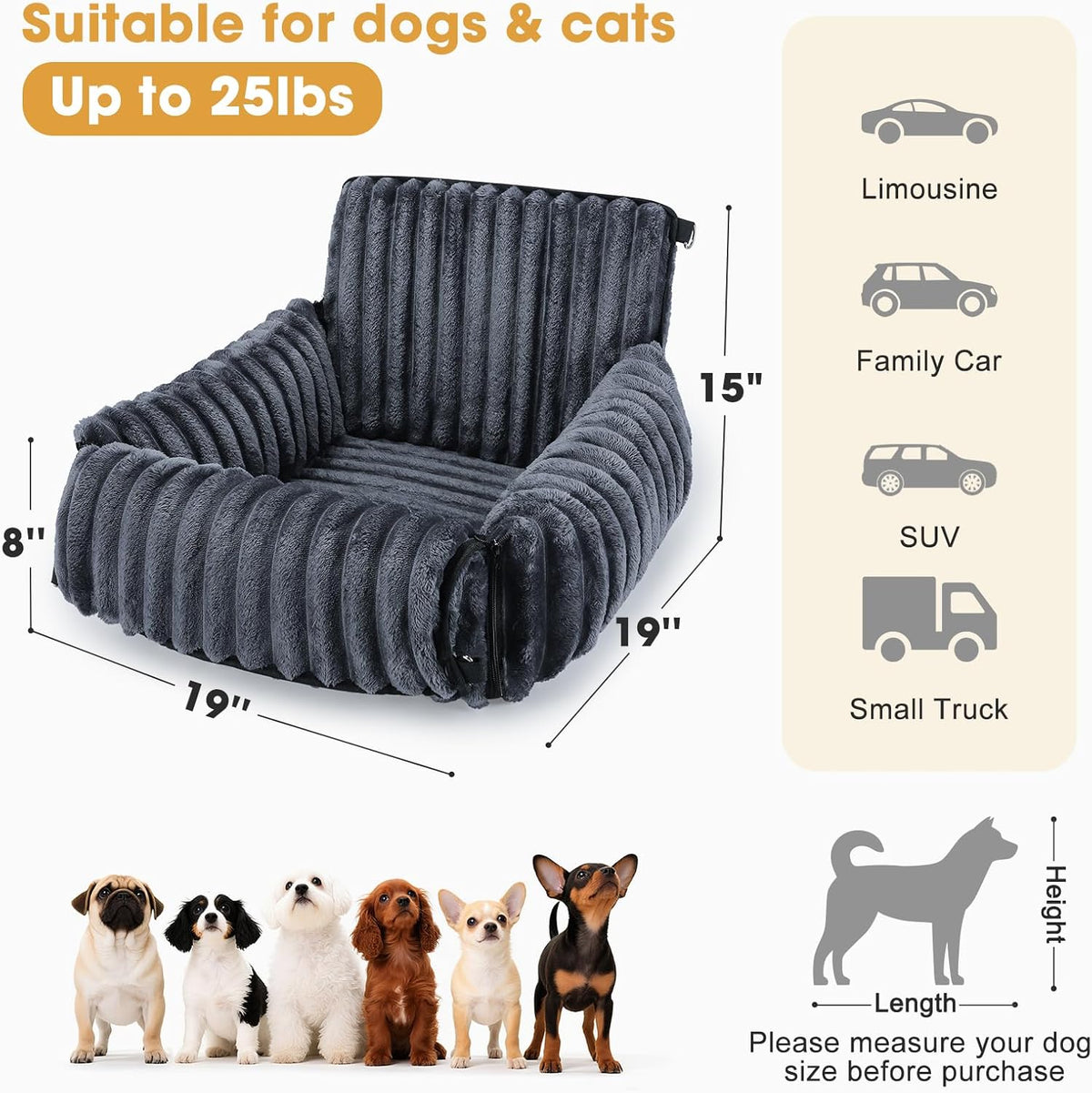 Dog Car Seat for Small/Medium Dogs up to 25 lbs