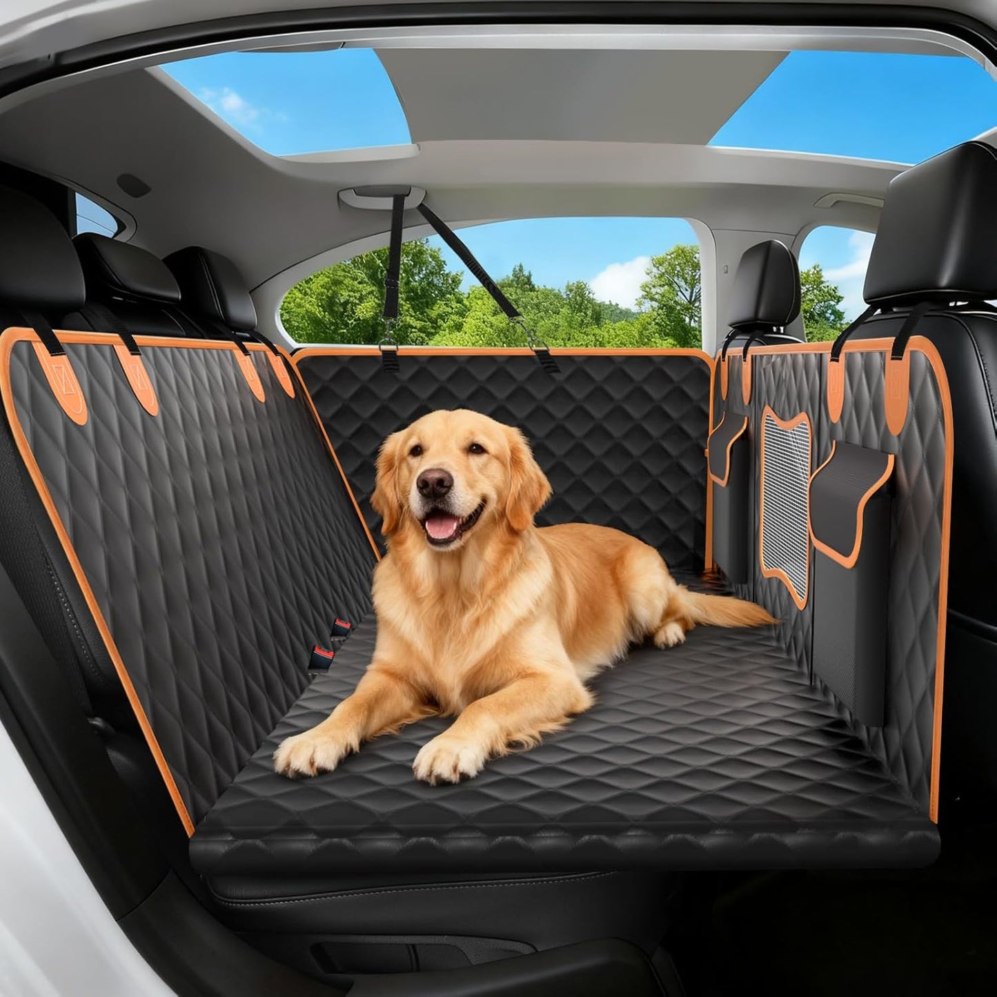 Dog Seat Cover for Back Seat Hard Bottom,Holds 500