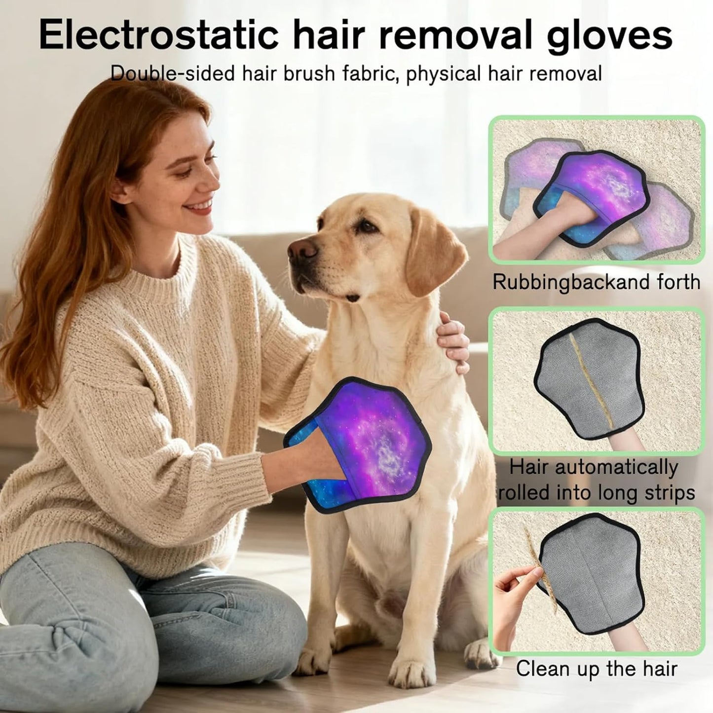 Pet Hair Removal Glove for Dogs Cats Reusable Washable Set