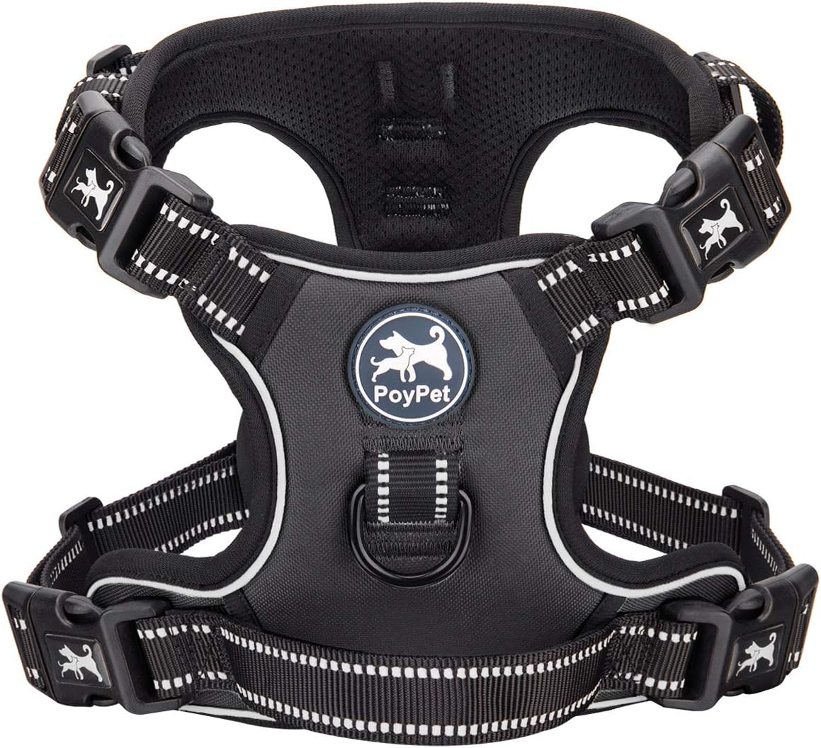 2019 Upgraded No Pull Dog Harness with 4 Snap Buckles, 3M