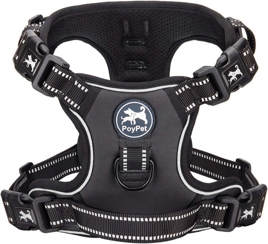 2019 Upgraded No Pull Dog Harness with 4 Snap Buckles, 3M