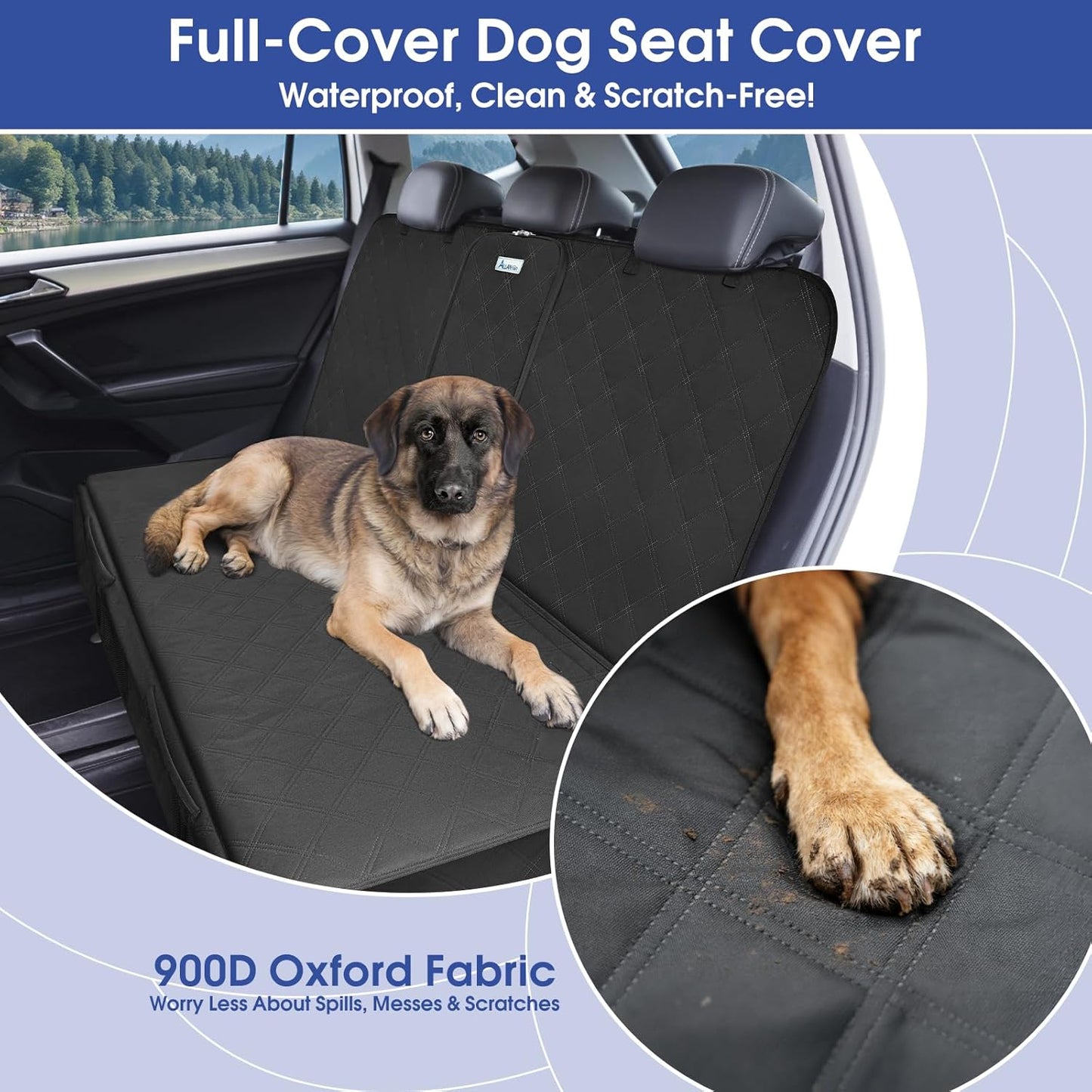 Upgraded 900D Heavy Duty Dog Back Bench Seat Cover, Car
