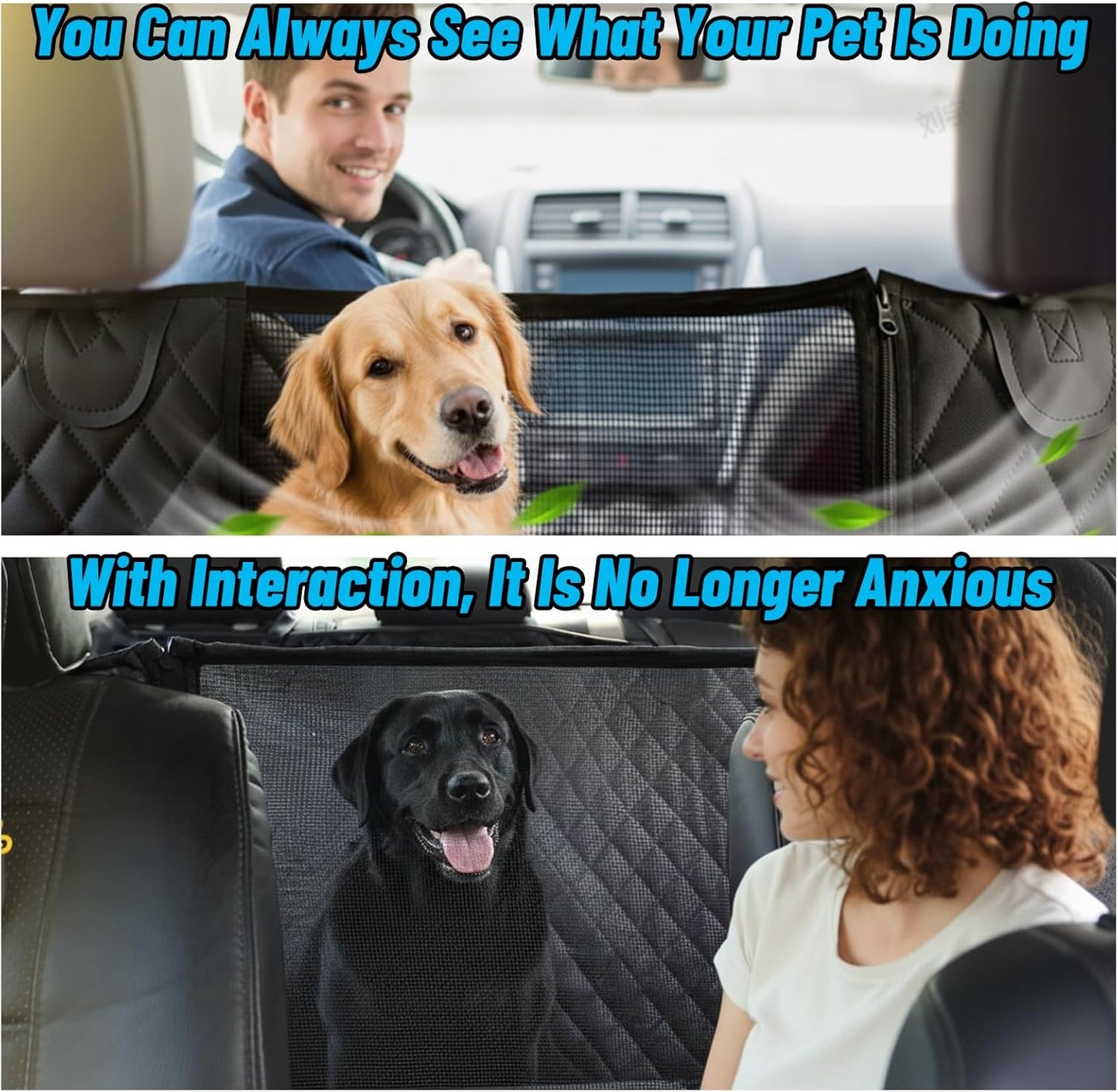 Dog Car Seat Cover for Back Seat with Mesh Window