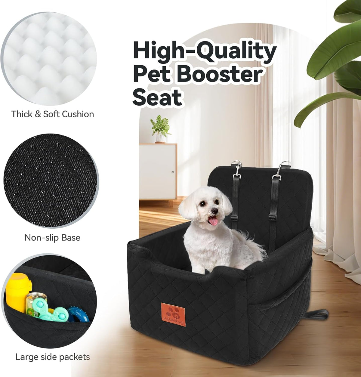Dog Car Seat for Small/Medium Dogs Under 35lbs,Memory Foam