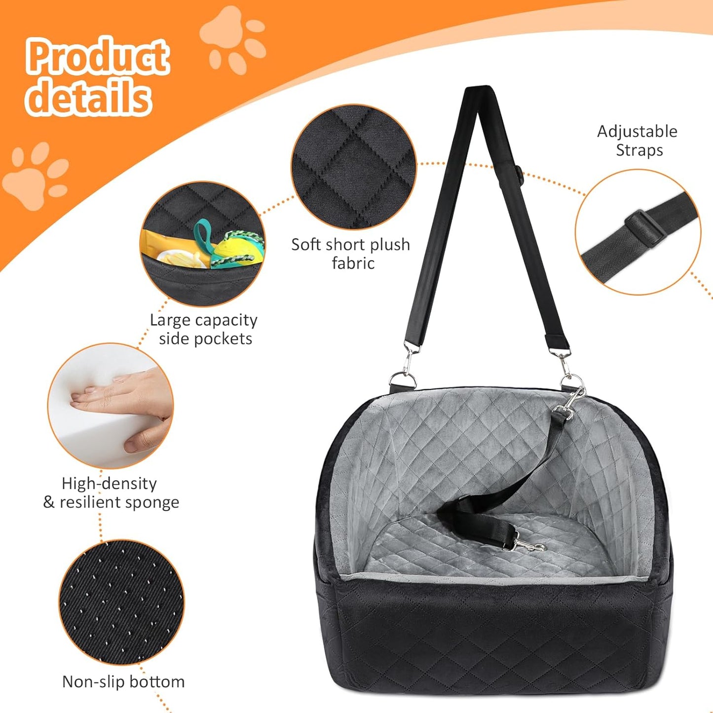 Dog Car Seat for Small Dogs,Detachable Washable Dog Booster